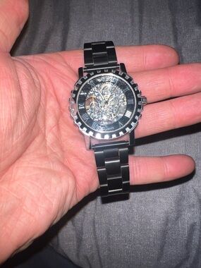 Skeleton Back Stainless Steel Watch — Visible Movement